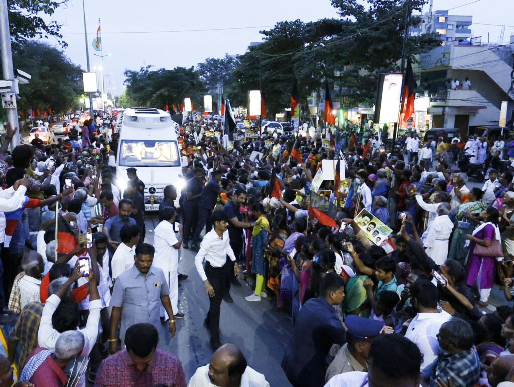 The Hon’ble Chief Minister of Tamil Nadu, Thalapathy M.K. Stalin, arrived in Coimbatore today to preside over various events. At Coimbatore Airport, he was accorded an enthusiastic reception by a large gathering of citizens who came together to extend their warm welcome - V. Senthil Balaji