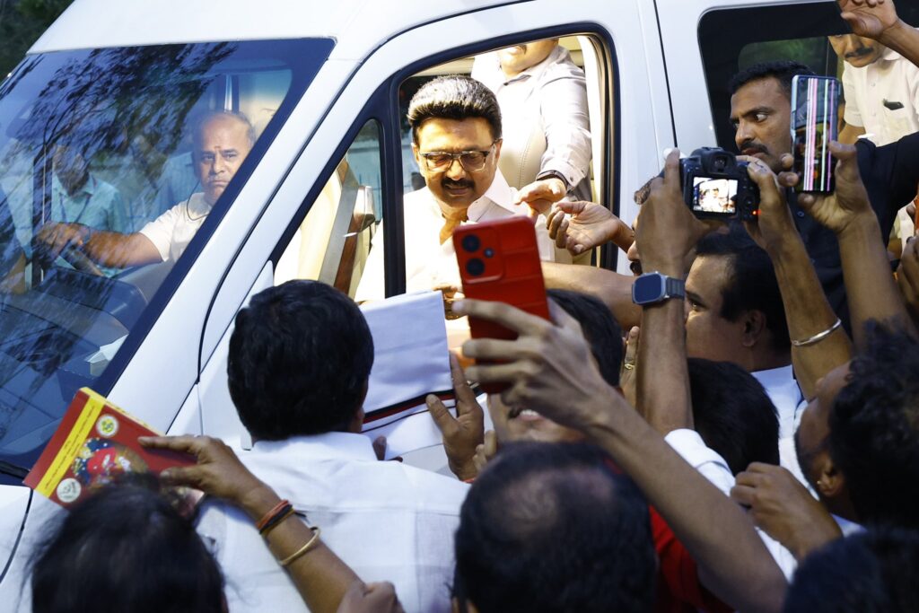 The Hon’ble Chief Minister of Tamil Nadu, Thalapathy M.K. Stalin, arrived in Coimbatore today to preside over various events. At Coimbatore Airport, he was accorded an enthusiastic reception by a large gathering of citizens who came together to extend their warm welcome - V. Senthil Balaji