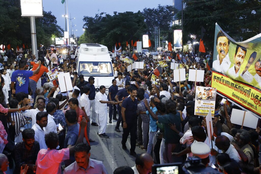 The Hon’ble Chief Minister of Tamil Nadu, Thalapathy M.K. Stalin, arrived in Coimbatore today to preside over various events. At Coimbatore Airport, he was accorded an enthusiastic reception by a large gathering of citizens who came together to extend their warm welcome - V. Senthil Balaji